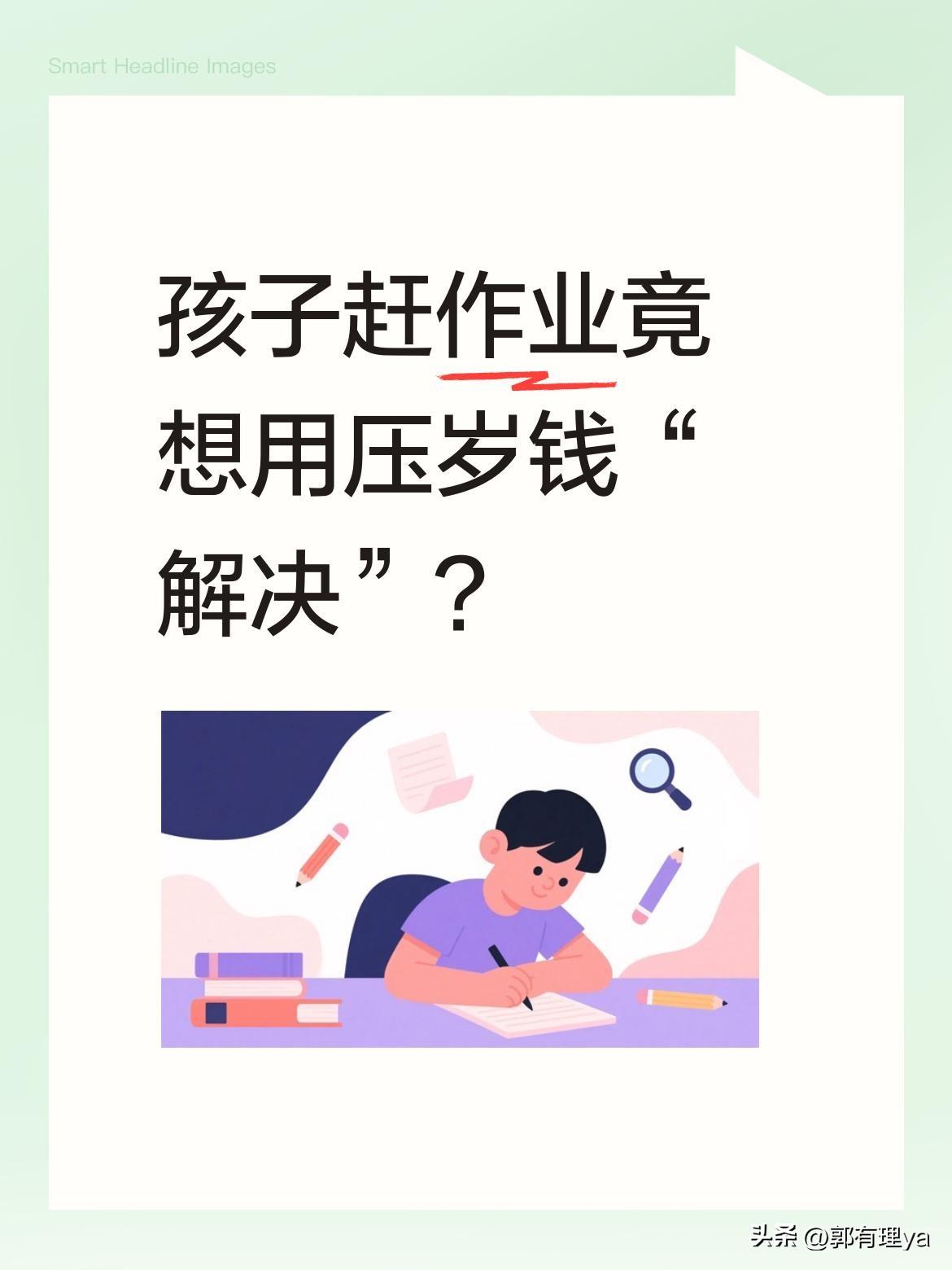孩子赶作业竟想用压岁钱“解决”？
寒假尾声，家长圈又热闹起来。最近社交平台上不少