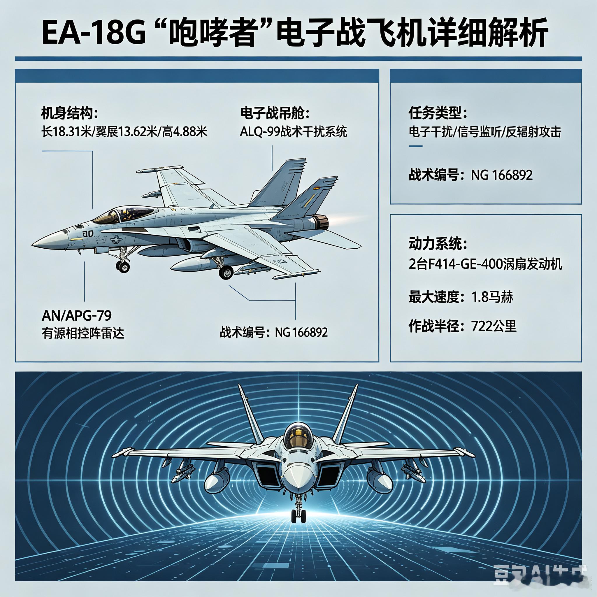 军事ai新视野ai热力追踪 EA‑18G“咆哮者”（Growler）EA‑18G