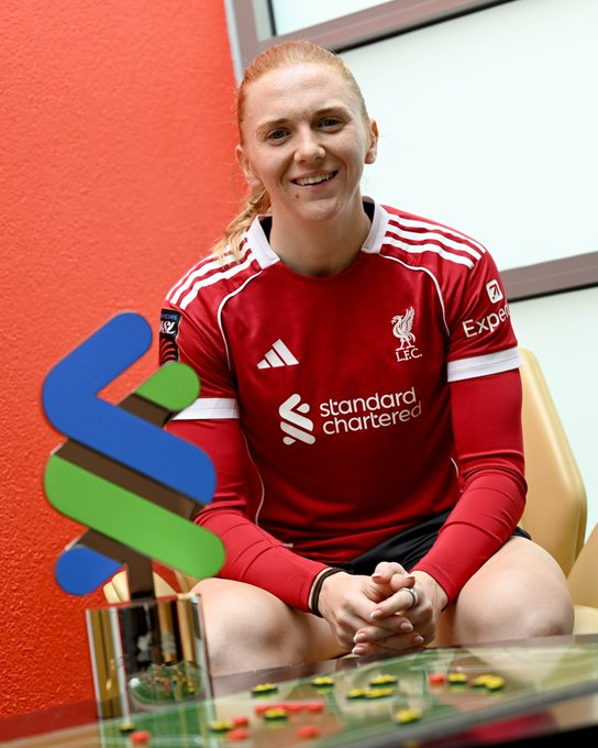 利物浦女足 继2月成功当选，霍兰德 蝉联渣打最佳球员，本赛季第三次获奖 