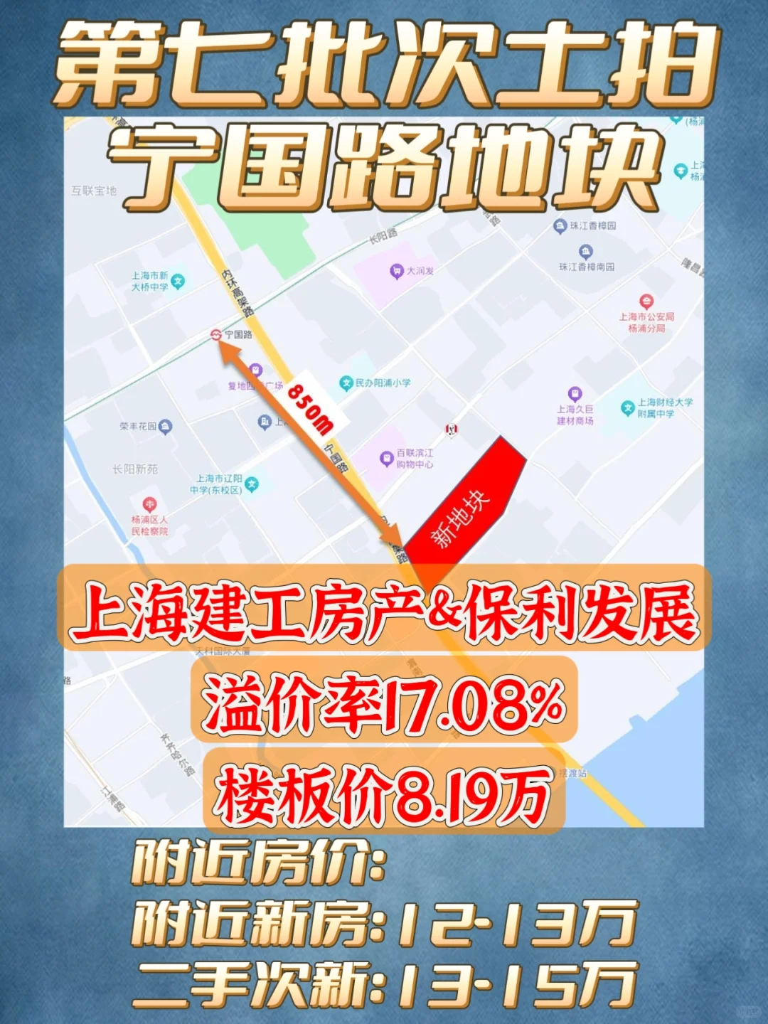 【溢价17.08%】上海建工&保利拿下宁国路❗