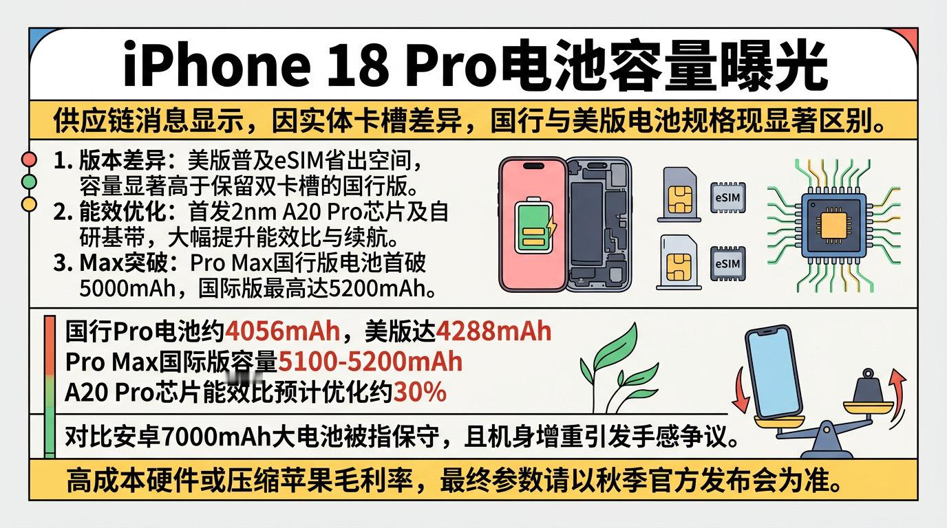 iPhone18Pro电池容量曝光 为什么苹果有不涨价的底气，看iPhone18
