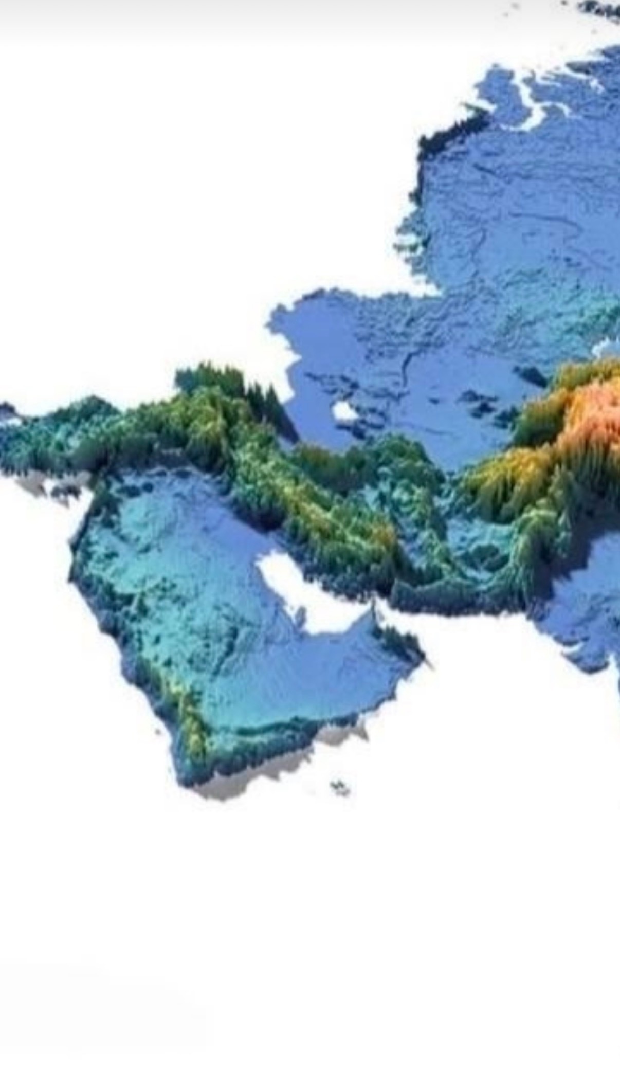 🔻话又说回来，早上发的那张亚洲地形/地势高度图（数字高程模型 DEM 的夸张可