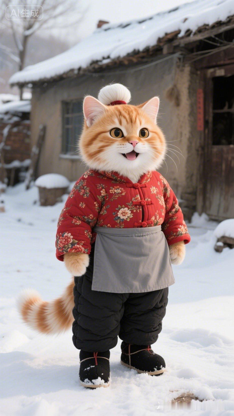 冬日三餐打卡 冬日三餐打卡时，瞅见这只穿冬装站在雪地里的猫，心都被萌化了。雪地里