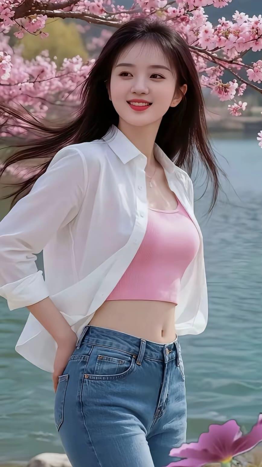 春风拂面笑，花影映人娇。