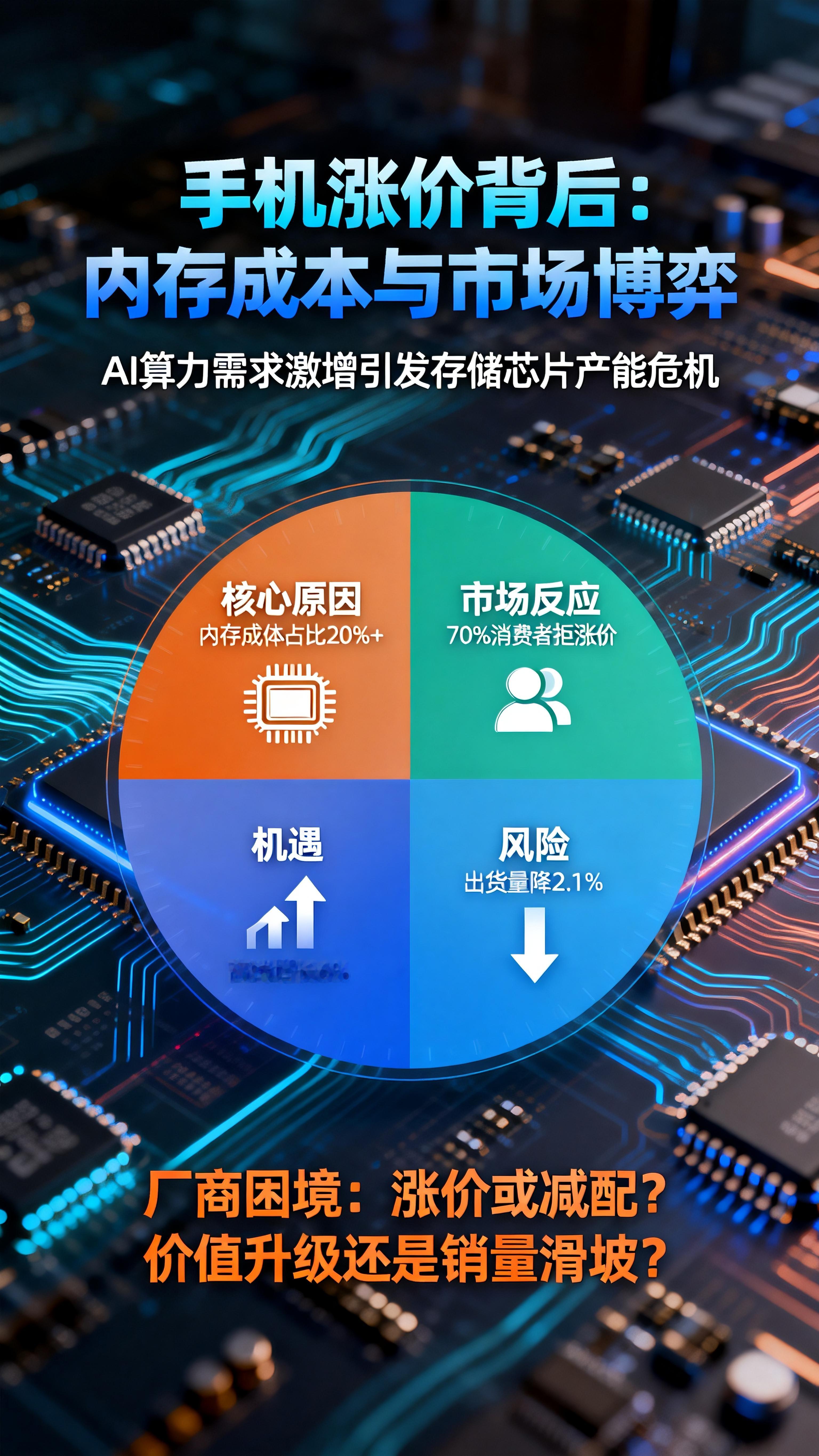 手机 涨价近期手机价格集体上涨引发热议，核心原因在于内存等核心元器件成本飙升。A