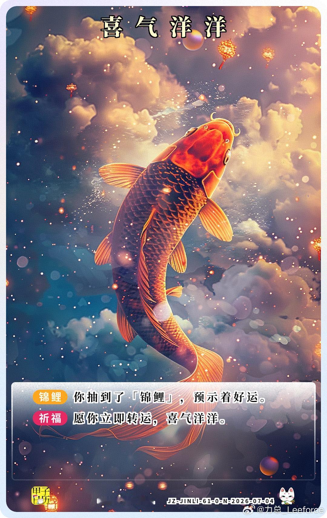 锦鲤 愿你立即转运，喜气洋洋。 