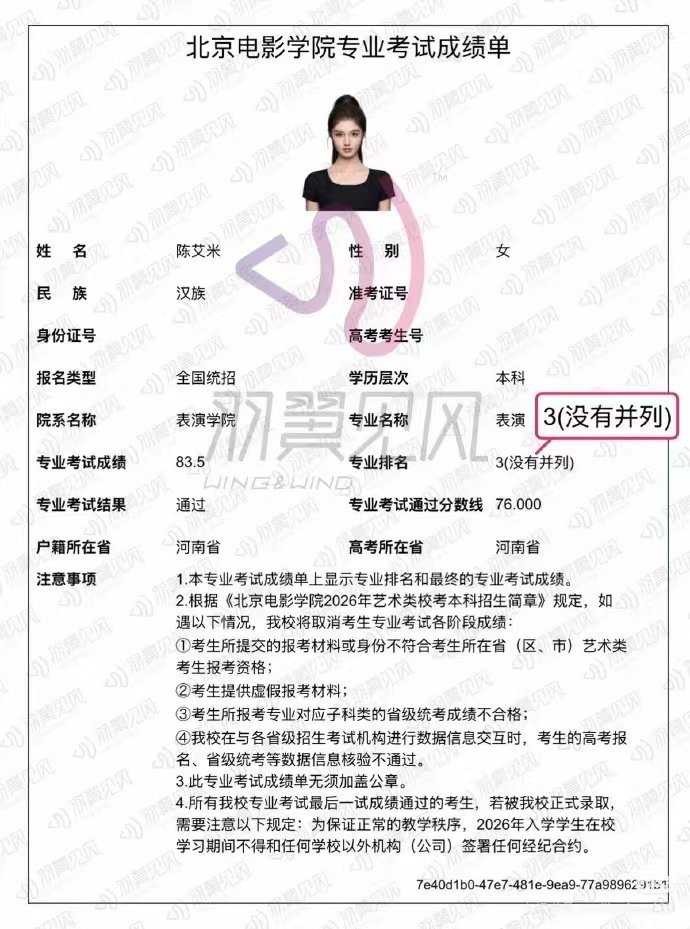 艾米北电全国第三 哇这么厉害妹妹！ 