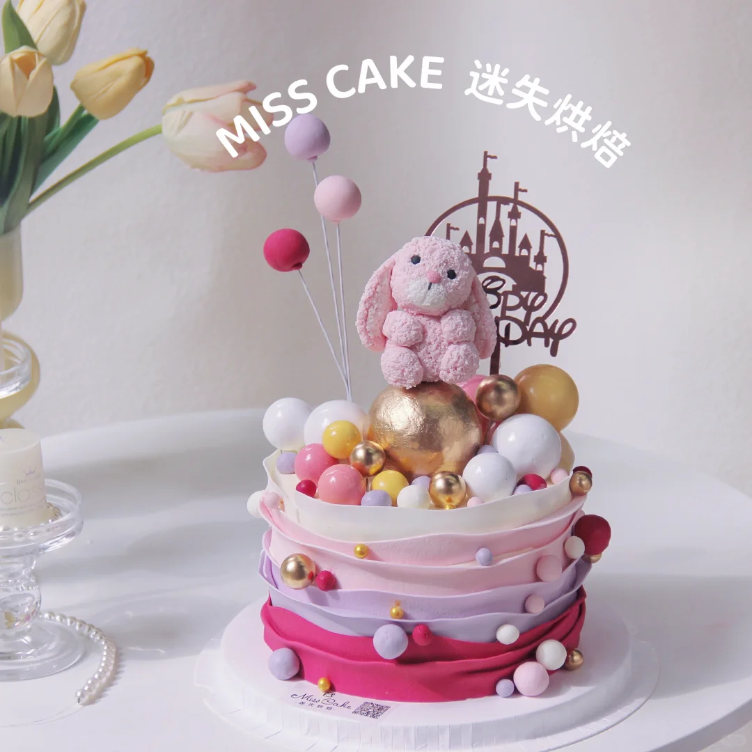 立体翻糖小兔子生日蛋糕