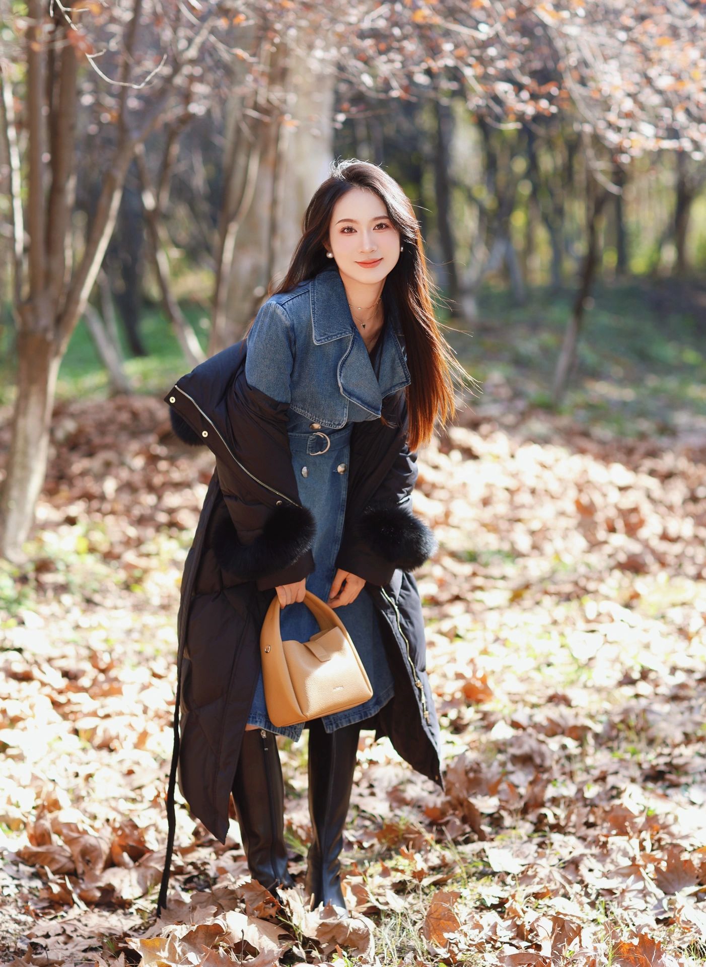 牛仔裙搭配羽绒服🖤温暖又复古