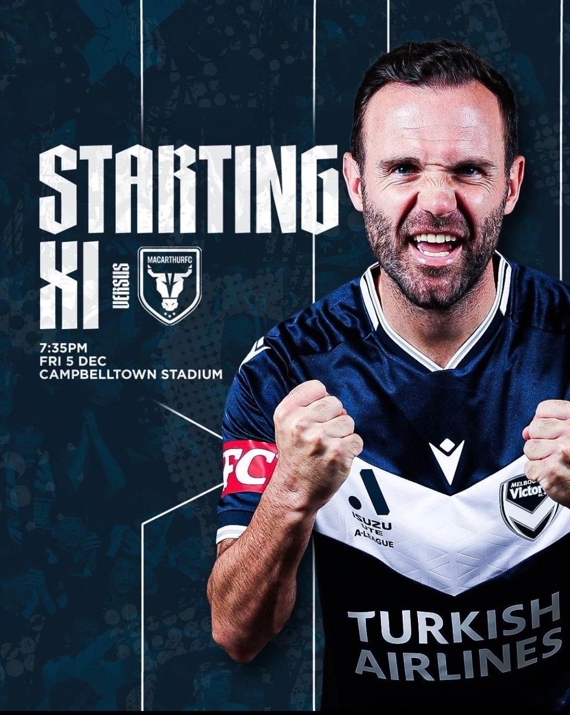 麦克阿瑟vs墨尔本胜利首发：卡塞雷斯领街！杜兰、杰拉西奇在列12月05日25/2