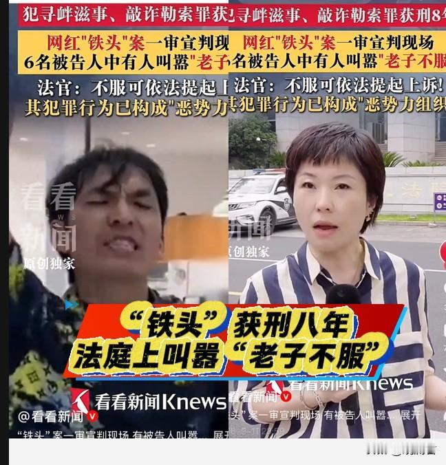“铁头”在法庭上叫嚣“老子不服”。
你不服，你想吓唬谁？谁又会怕你？
其实，“铁