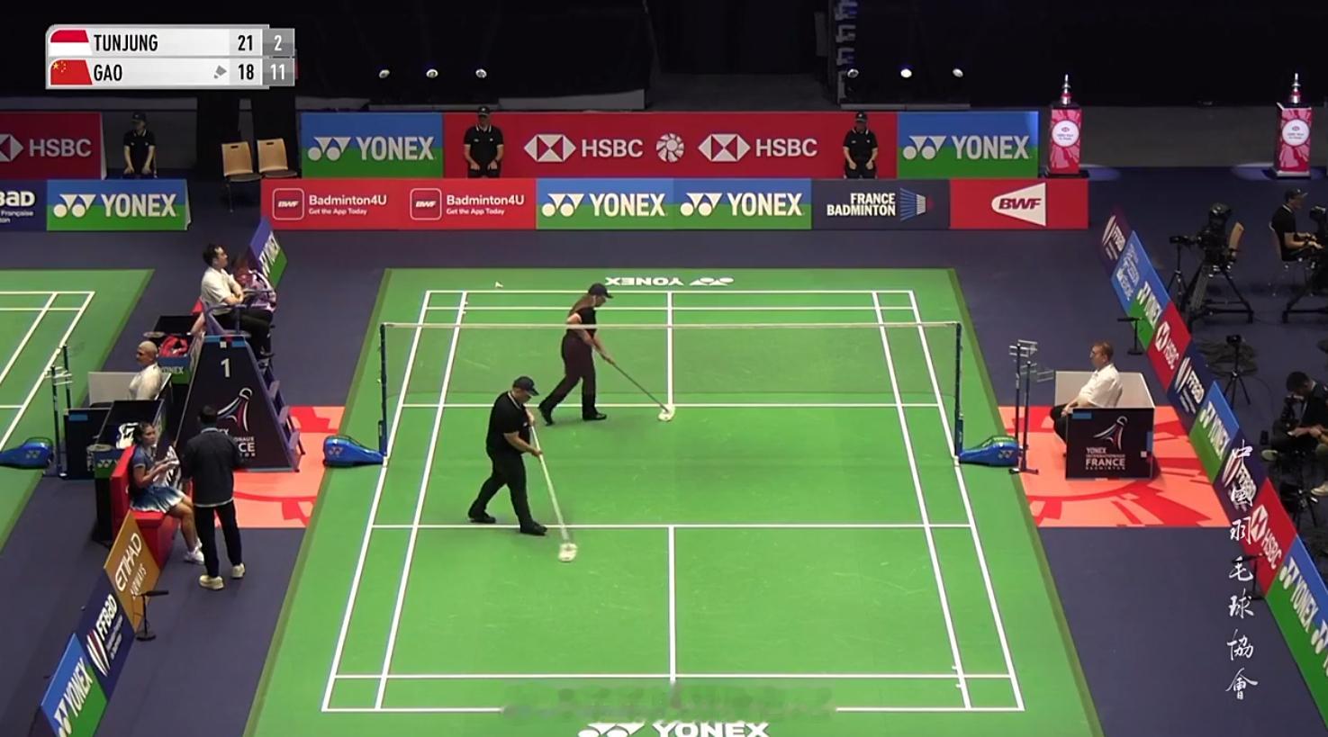 女单 1/16赛 玛丽斯卡(8) 21-18 2-11 高昉洁2025年法国羽毛