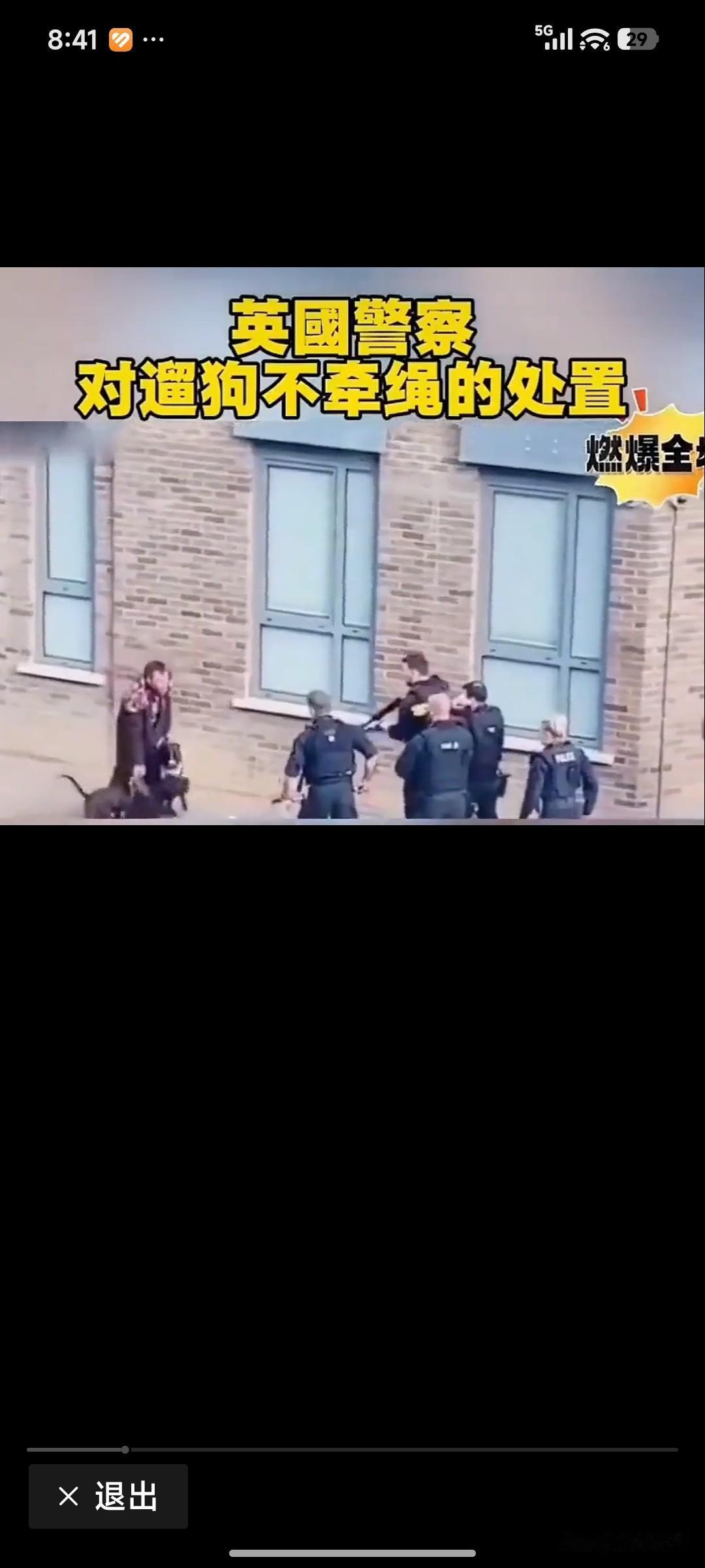 大赞英国警察！

一个英国中年男人，带着两只大型犬在街上溜达，没有拴狗绳。

警