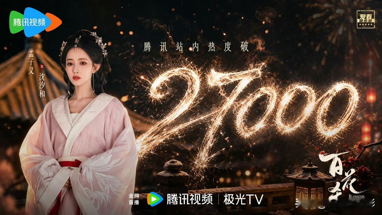 《百花杀》站内热度飙升至27000，孟子义凭个人魅力吸纳大批路人粉丝，男主何与全