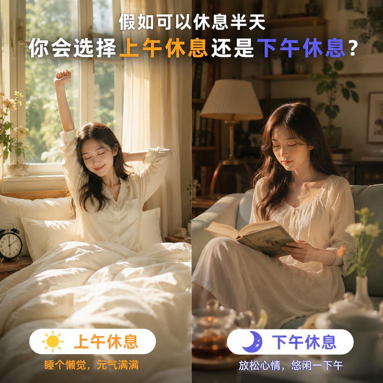 假如可以休息半天，你会选择上午休息还是下午休息？