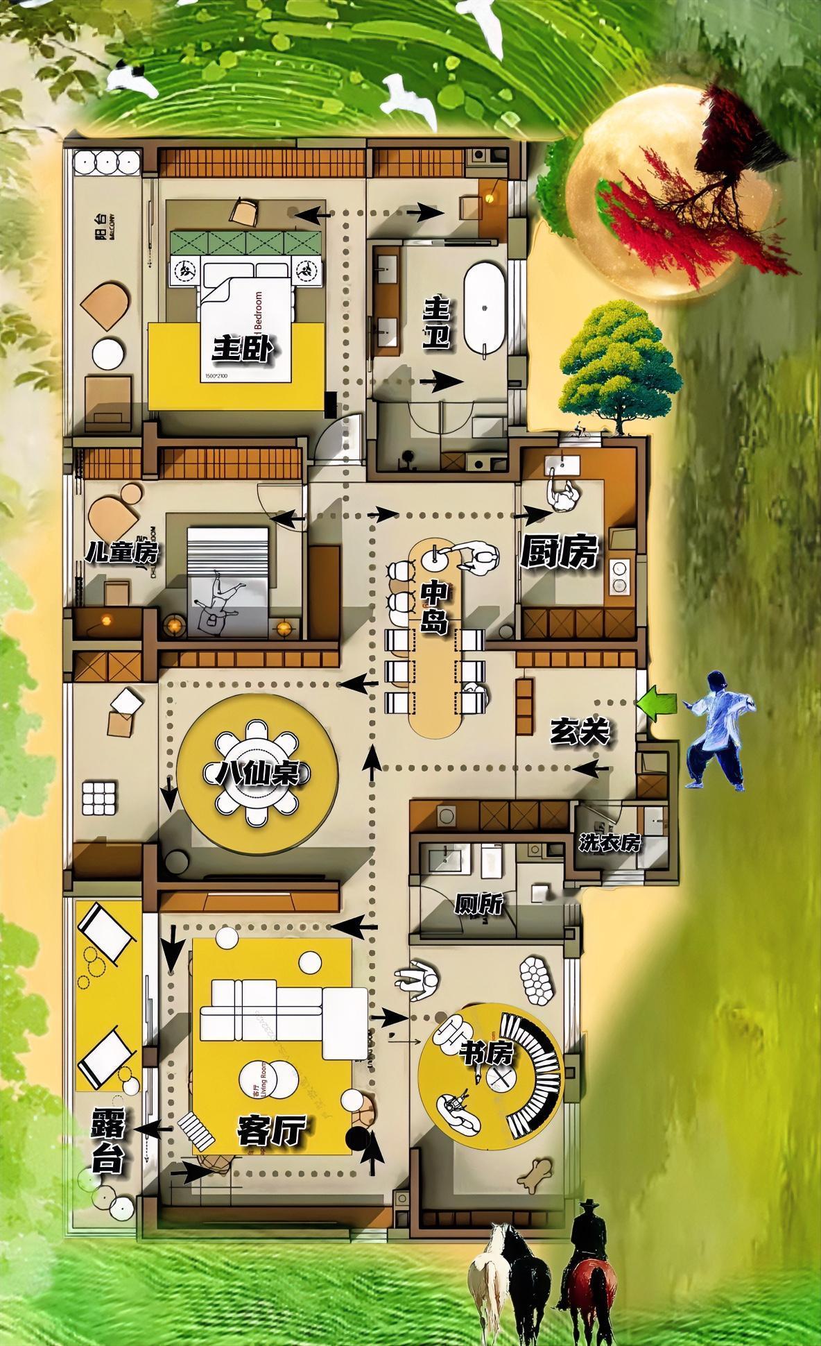 双拼宅，不迷糊，三口人两居室，没有欲望的265㎡，布局不暧昧，动线走捷径，除了沙