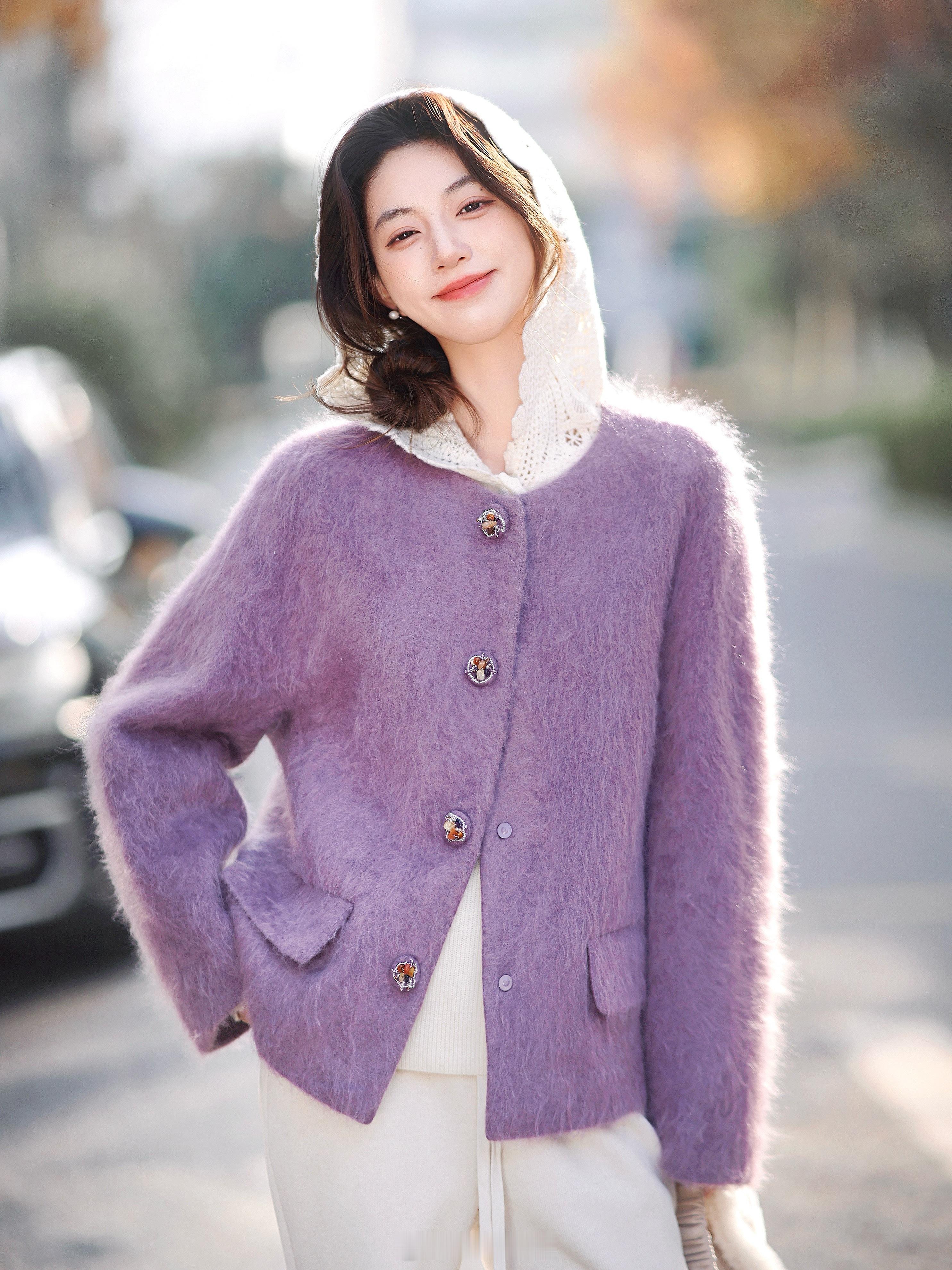 “紫微星”拉绒大衣真美到无法形容啊！羊毛+羊绒材质堪比皮草的光泽绒毛 轻盈暖和这