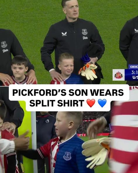 【真爱】桑德兰主场1-1战平埃弗顿。赛前入场，皮克福德带着自己的儿子走入光明球场