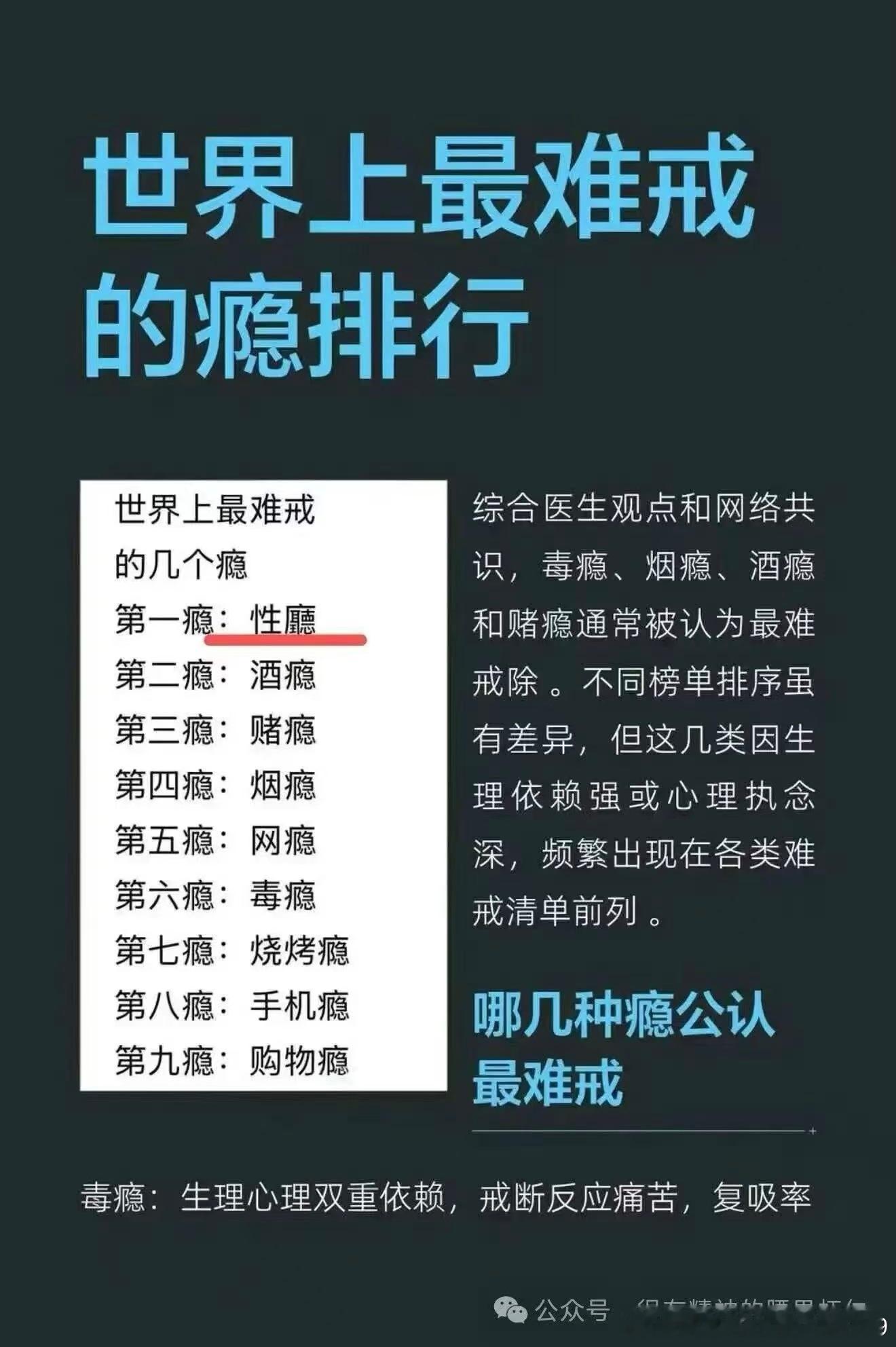 我认为手机瘾应该排第一！不干事的时候半小时不摸手机的有几个？ 