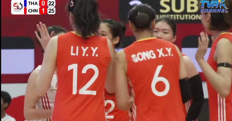 2025年中泰女排友谊赛中国女排vs泰国女排第一局：25-22大比分：1-0（2