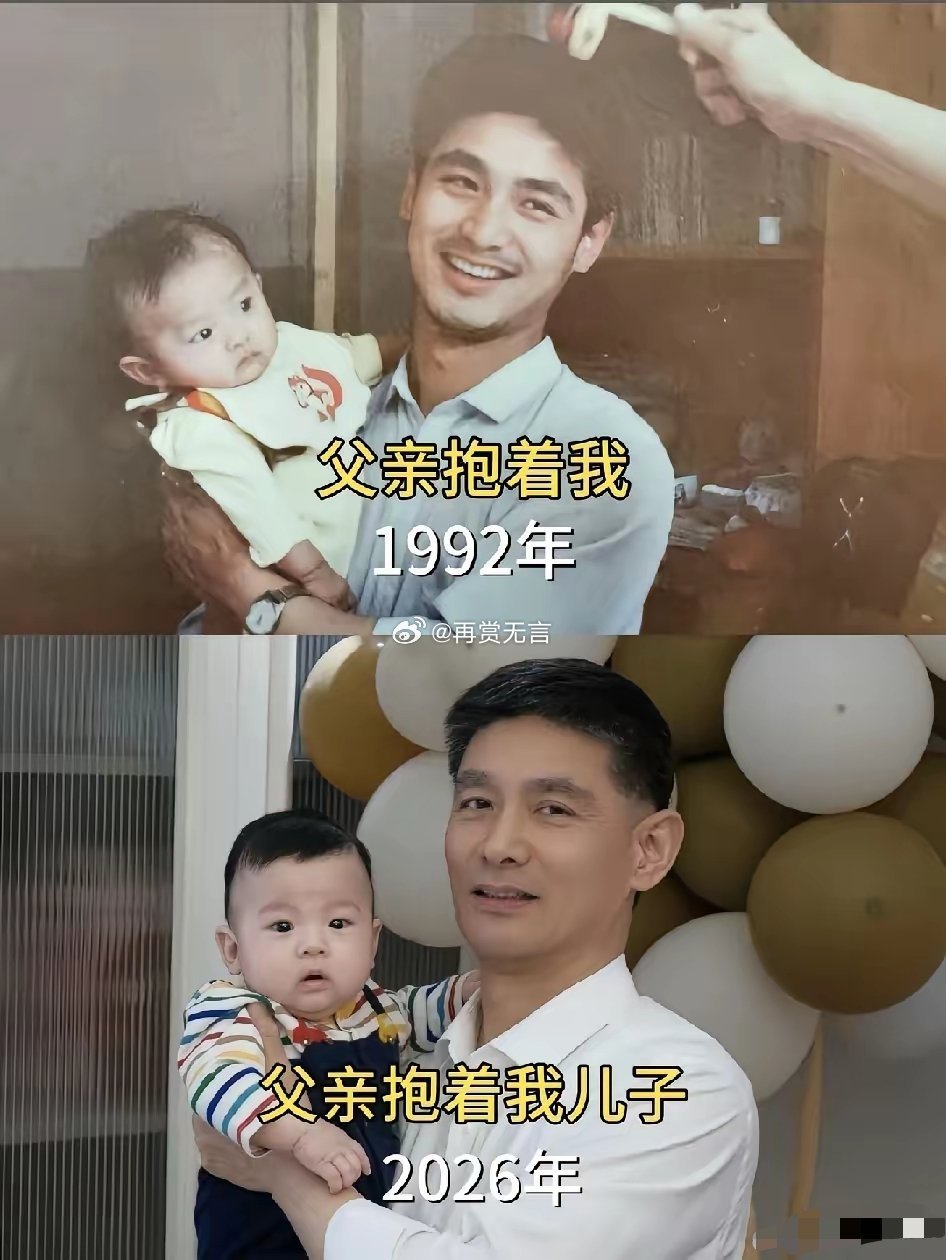 父亲从年青帅到老，颜值身材保持真好！ 