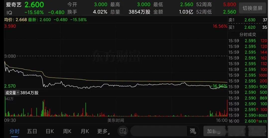 爱奇艺🥝昨晚股价跌幅创近两年记录了，有人分析是因为2024年Q2业绩报告发布的