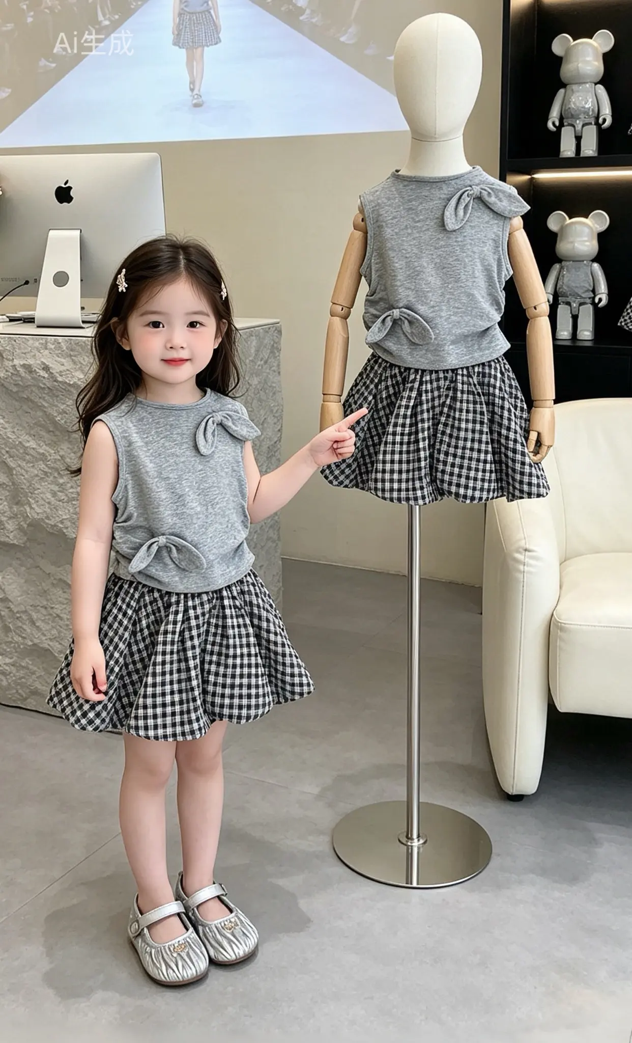 女童夏季ootd 女宝宝夏日穿搭 女童格子连衣裙 夏日高质量萌娃穿搭 儿童套装