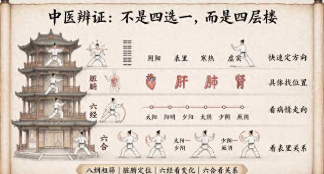 六合、八纲、六经、脏腑——四种中医辨证思维有什么不同？