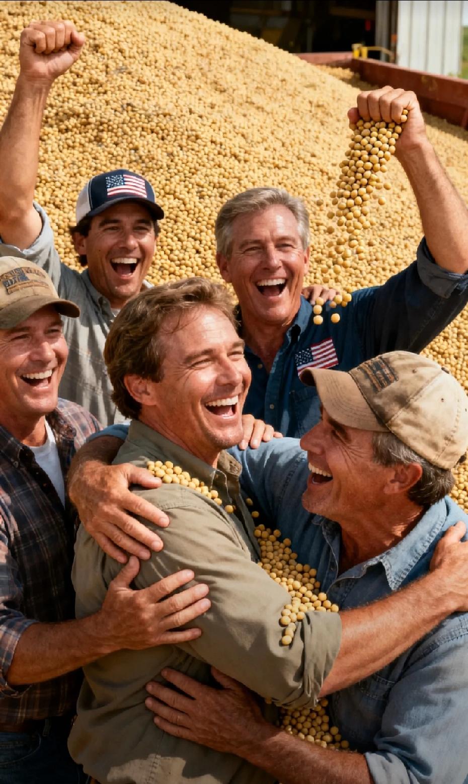 中国真爷们！25万吨大豆订单成功落定，特朗普那颗悬着的心终是落了地。
当美国豆农