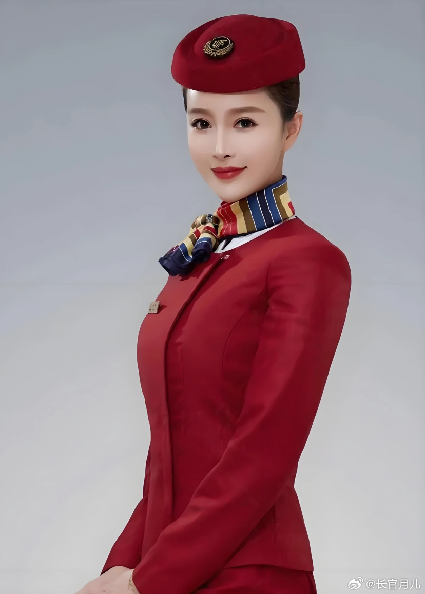 国航空姐的制服照，又美又飒。 
