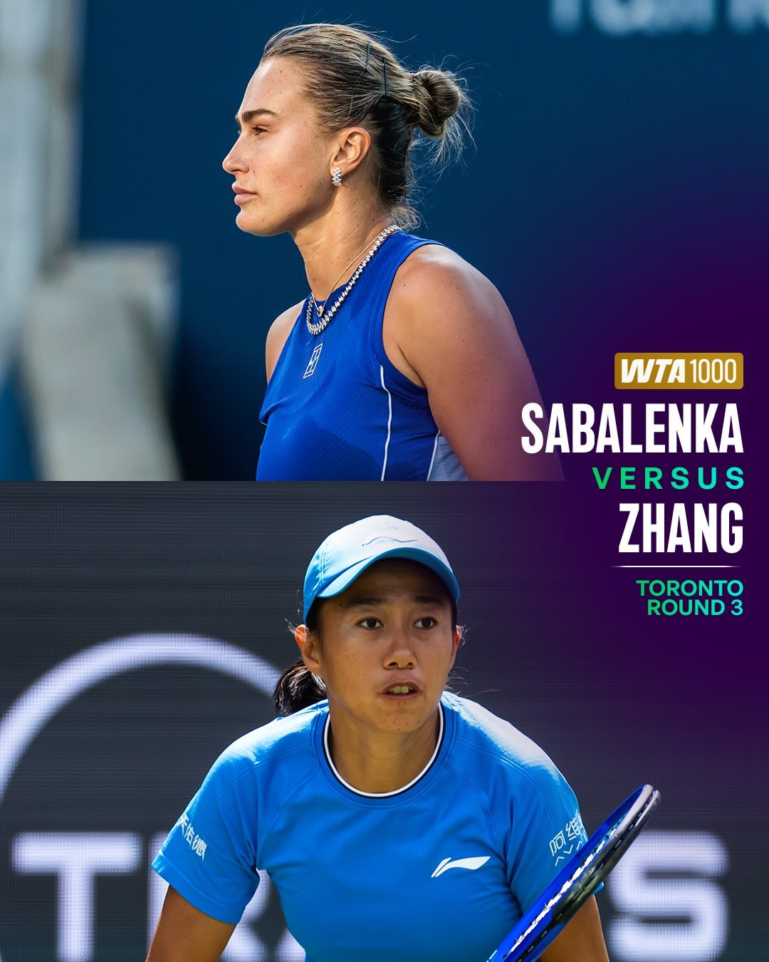 #张帅首盘3比6萨巴伦卡#WTA1000多伦多站第三轮焦点对决，张帅对阵头号种子
