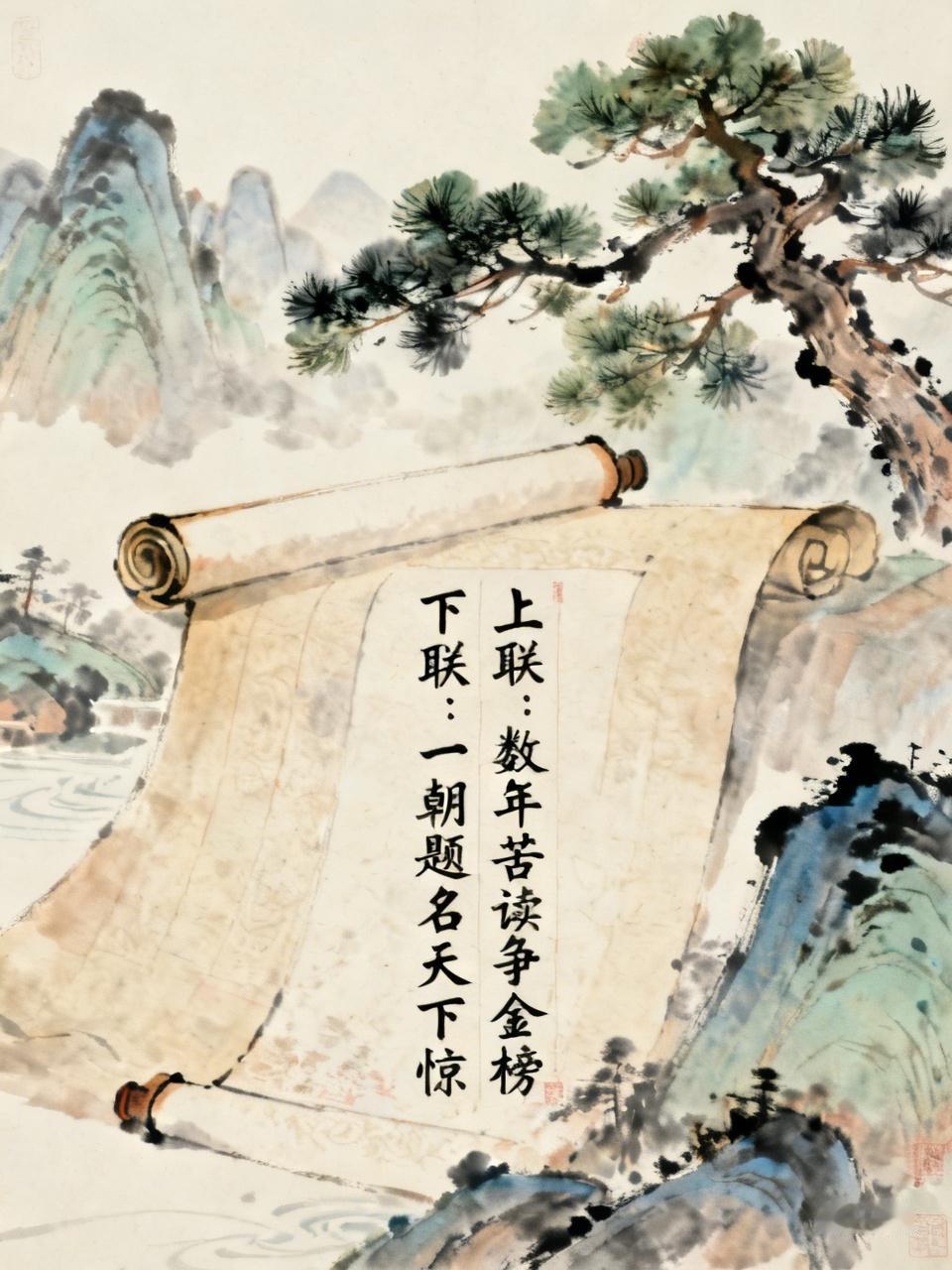 下联：一朝题名天下惊。