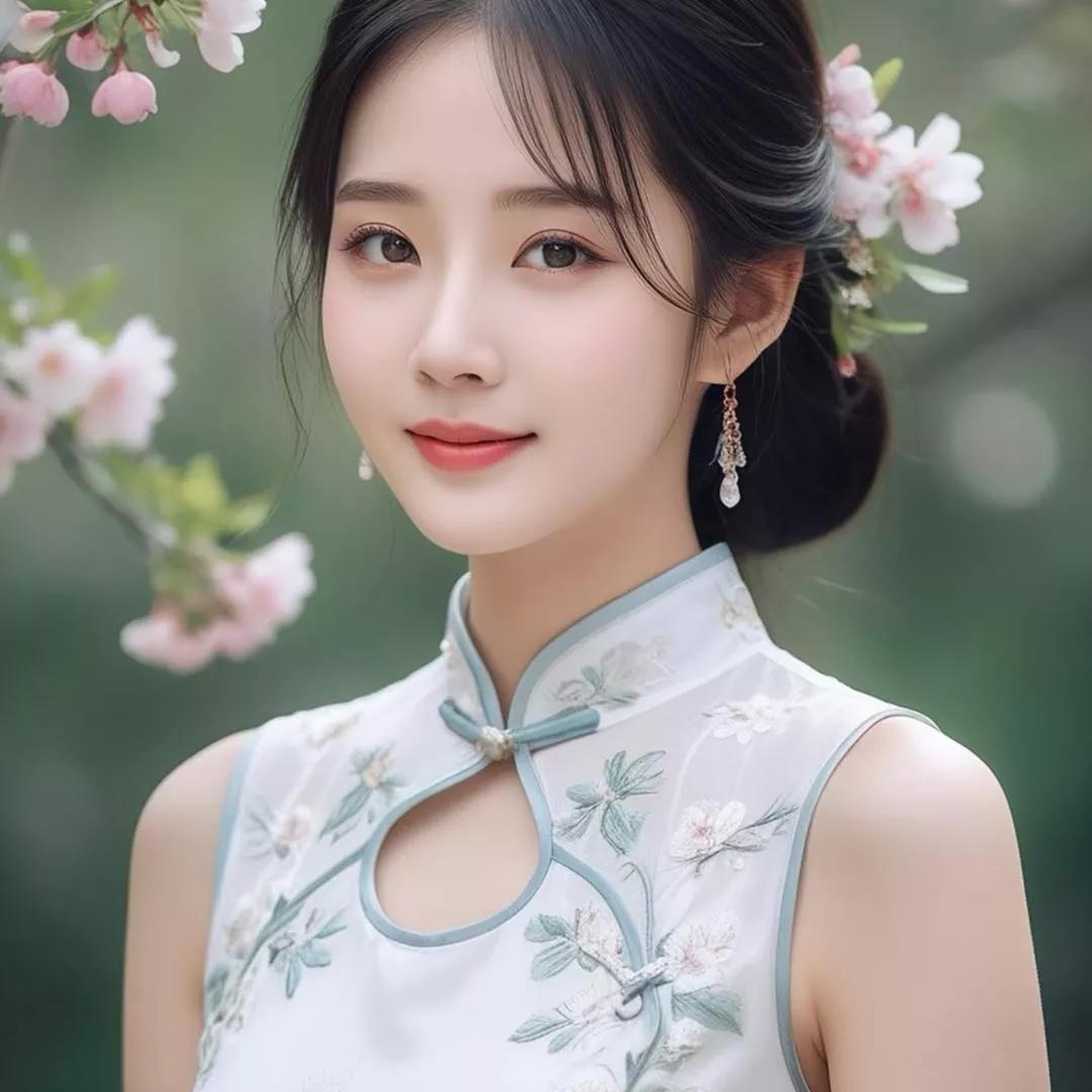 古风少女，樱花树下，美若天仙。花海少女照 温婉古风小仙女 国风梦幻少女 梦幻国风