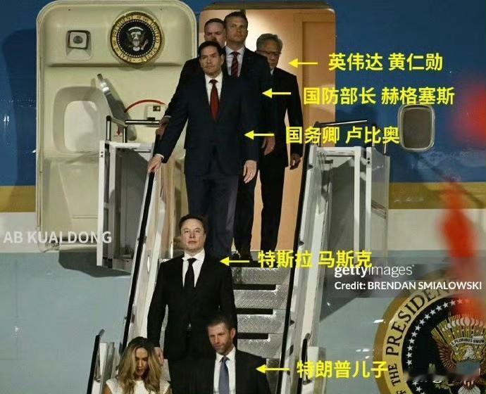 按出场顺序来看，老马的地位很明显嘛……
特朗普到访北京，随行人员成为媒体关注的焦