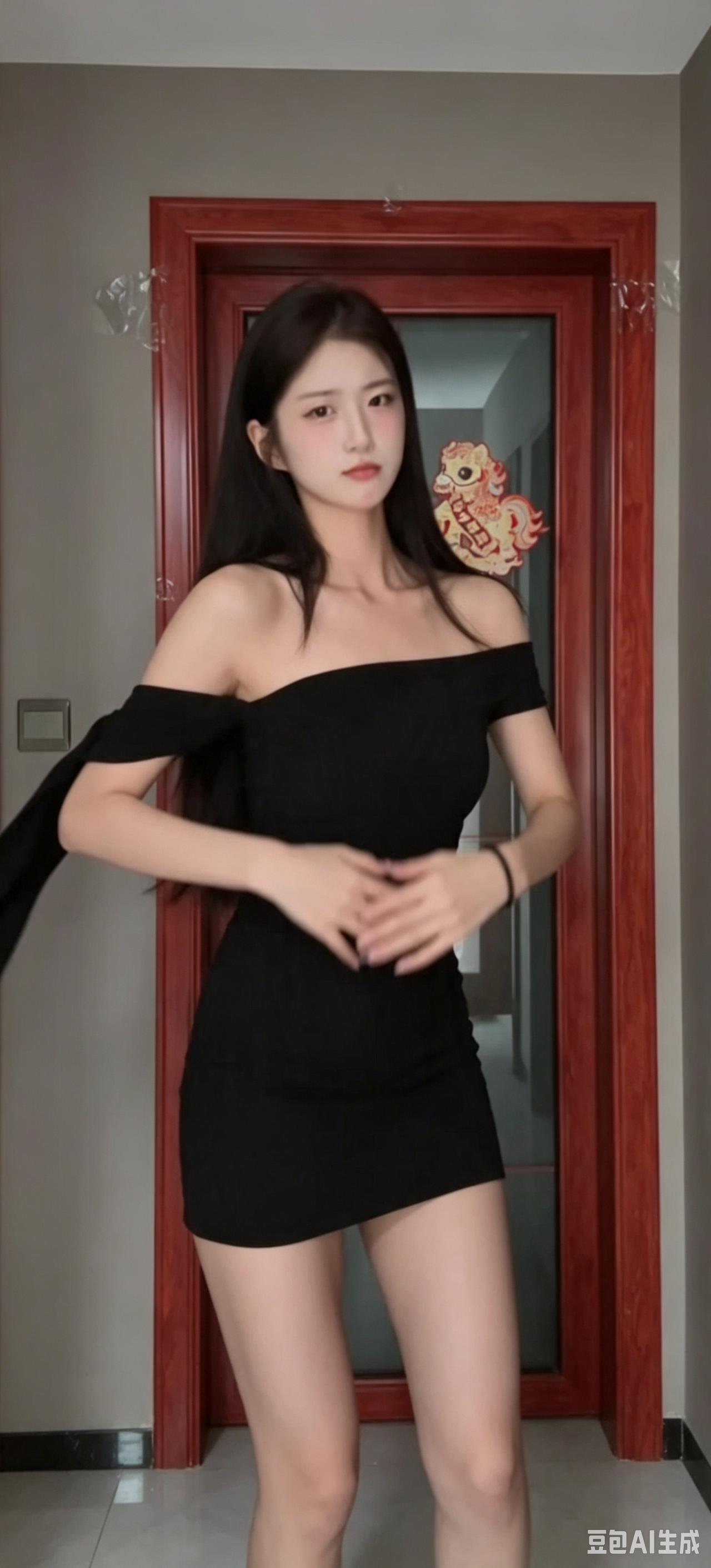 黑色一字肩，谁穿谁好看对吧