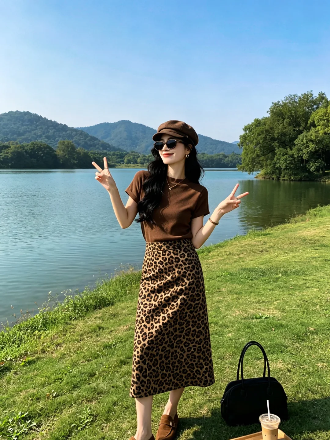 谁穿谁是辣妹的豹纹半裙