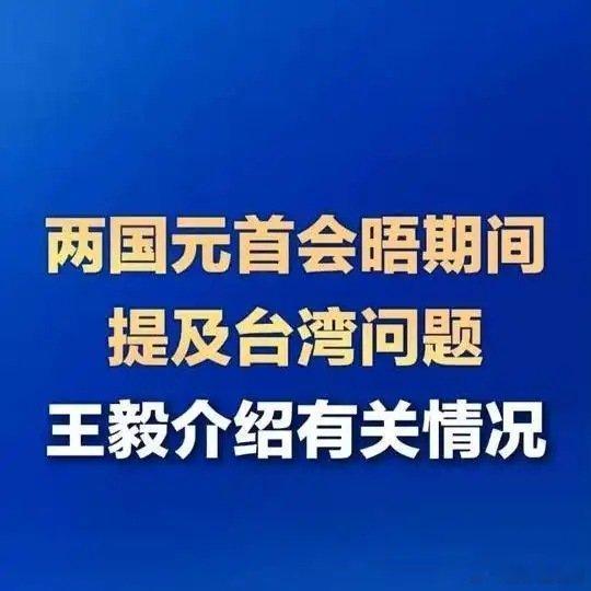 《【🔥百度热搜】两国元首会晤期间提及台湾问题 王毅介绍有关情况》两国元首会晤期