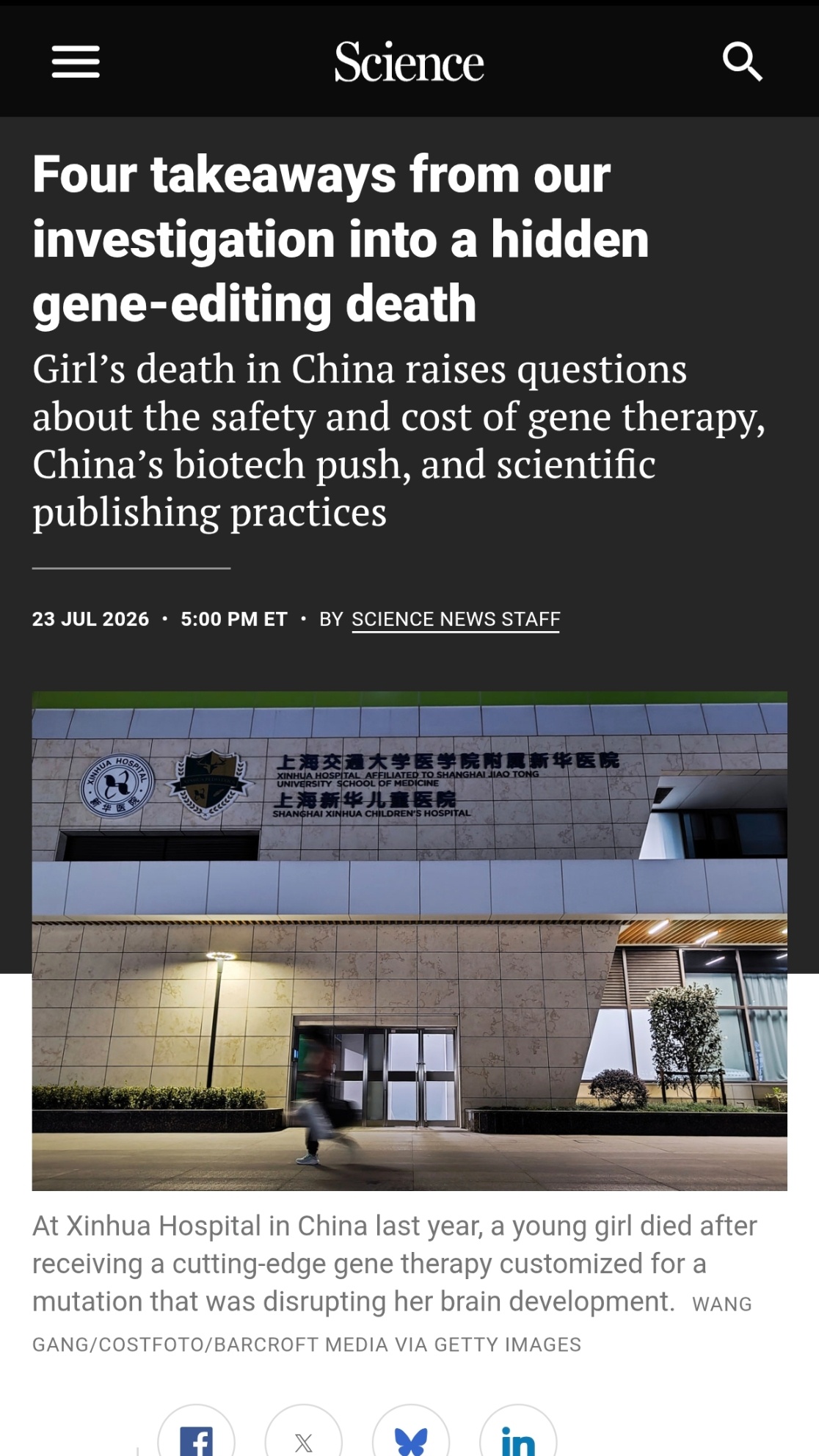 6岁女童基因编辑试验后死亡¹ 这条评论说中了我的心声，这些年我也早就对“明星科学