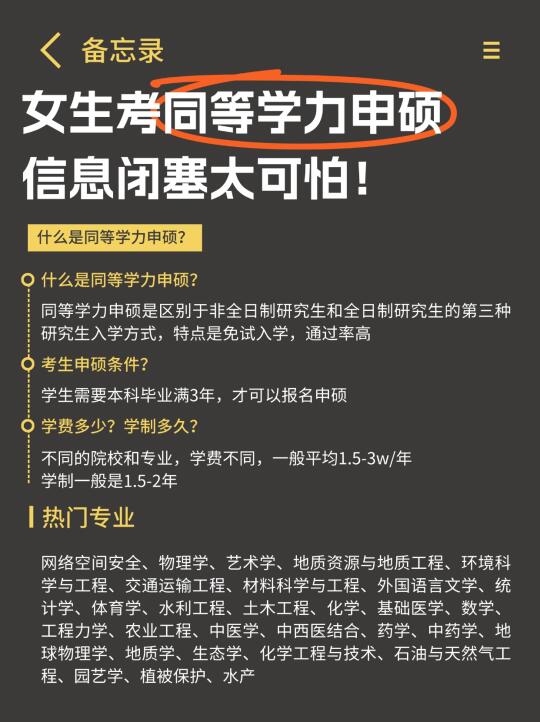 不用考试先入学，女生考同等学力申硕真的香