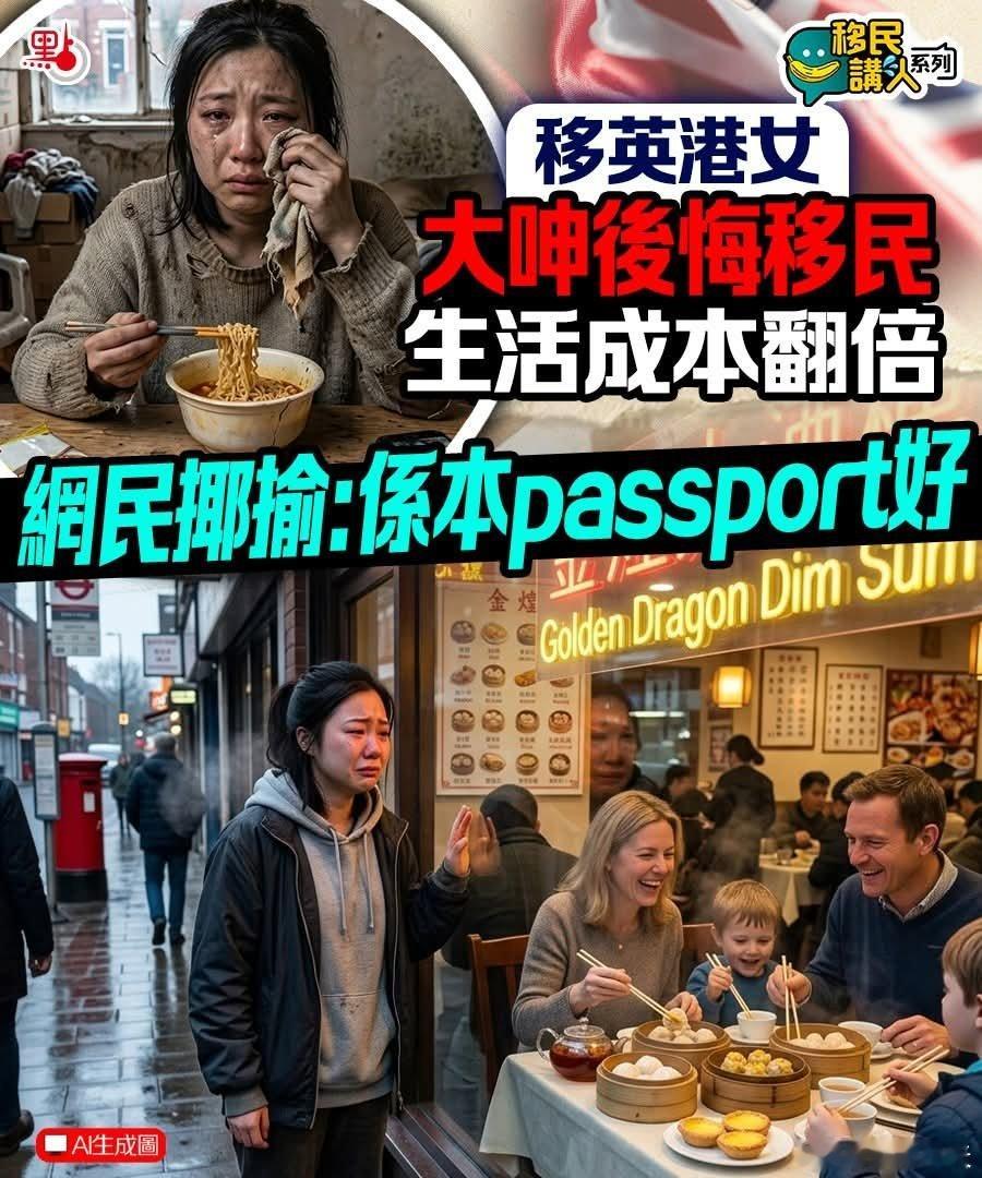移英港女大呻后悔移民生活成本翻倍港媒点新闻报道，有移英港女在Threads上发文