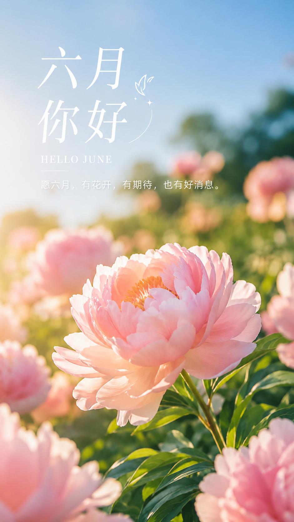 告别了五月的温馨，迎接六月的盛夏，祝你三餐有趣，四季有盼，家中有欢乐，卡里有钱，