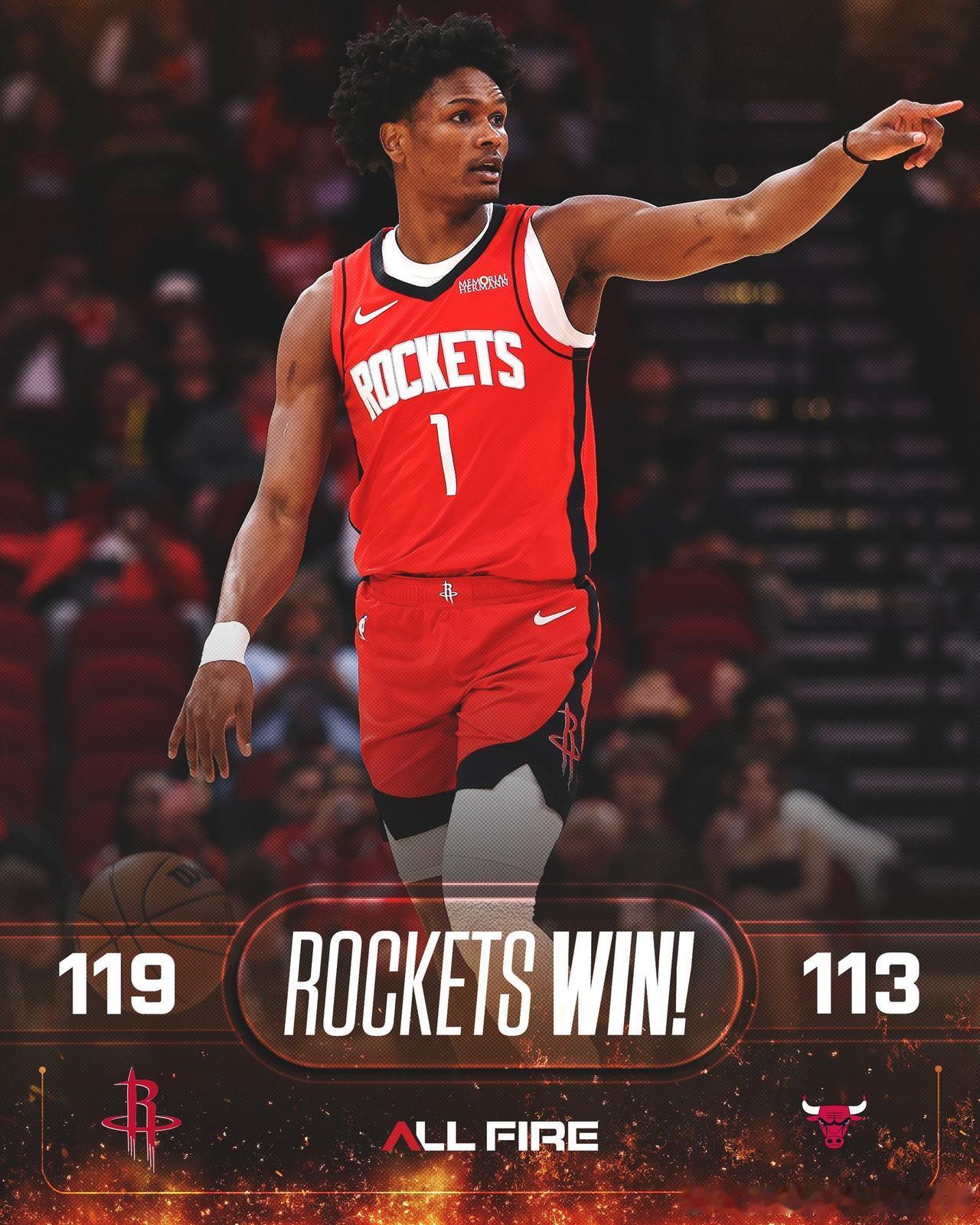 今天回到主场的火箭终于赢了！
没想到就连阿门今天也投进了一个三分，而且今天10罚