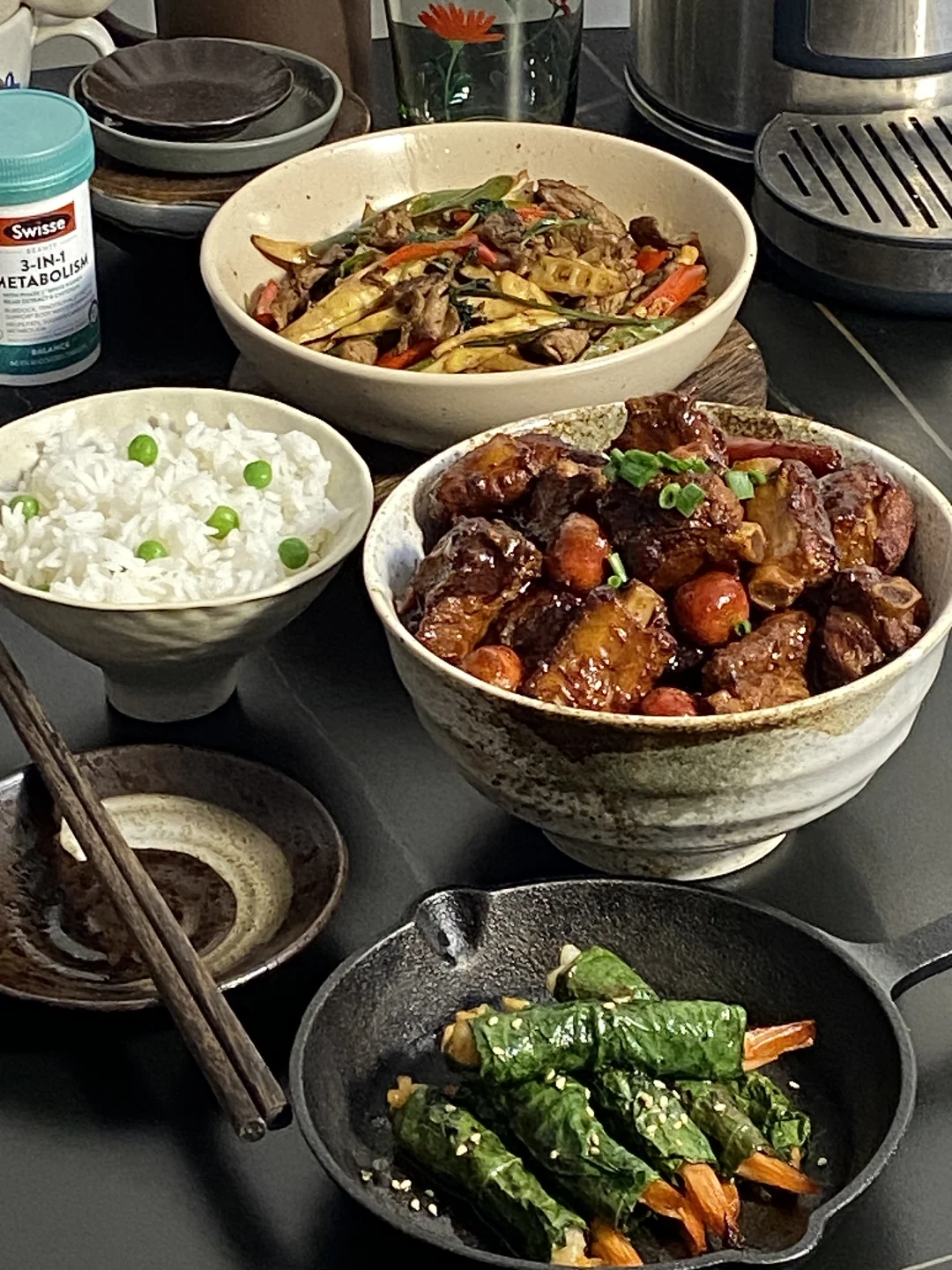 今日食谱📜山楂排骨 泡椒牛肉 紫苏虾卷🥢