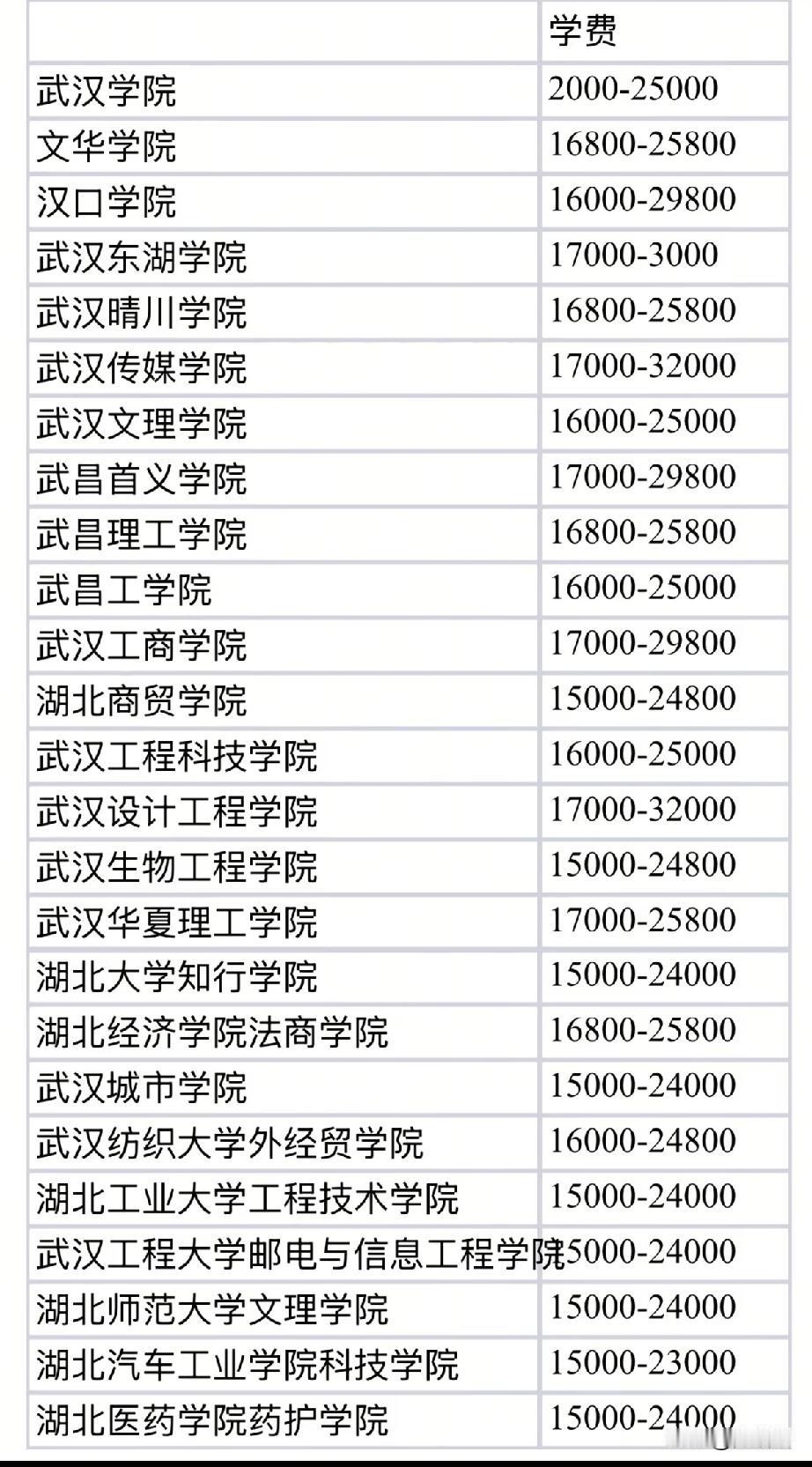 湖北武汉排名前 25 的民办院校