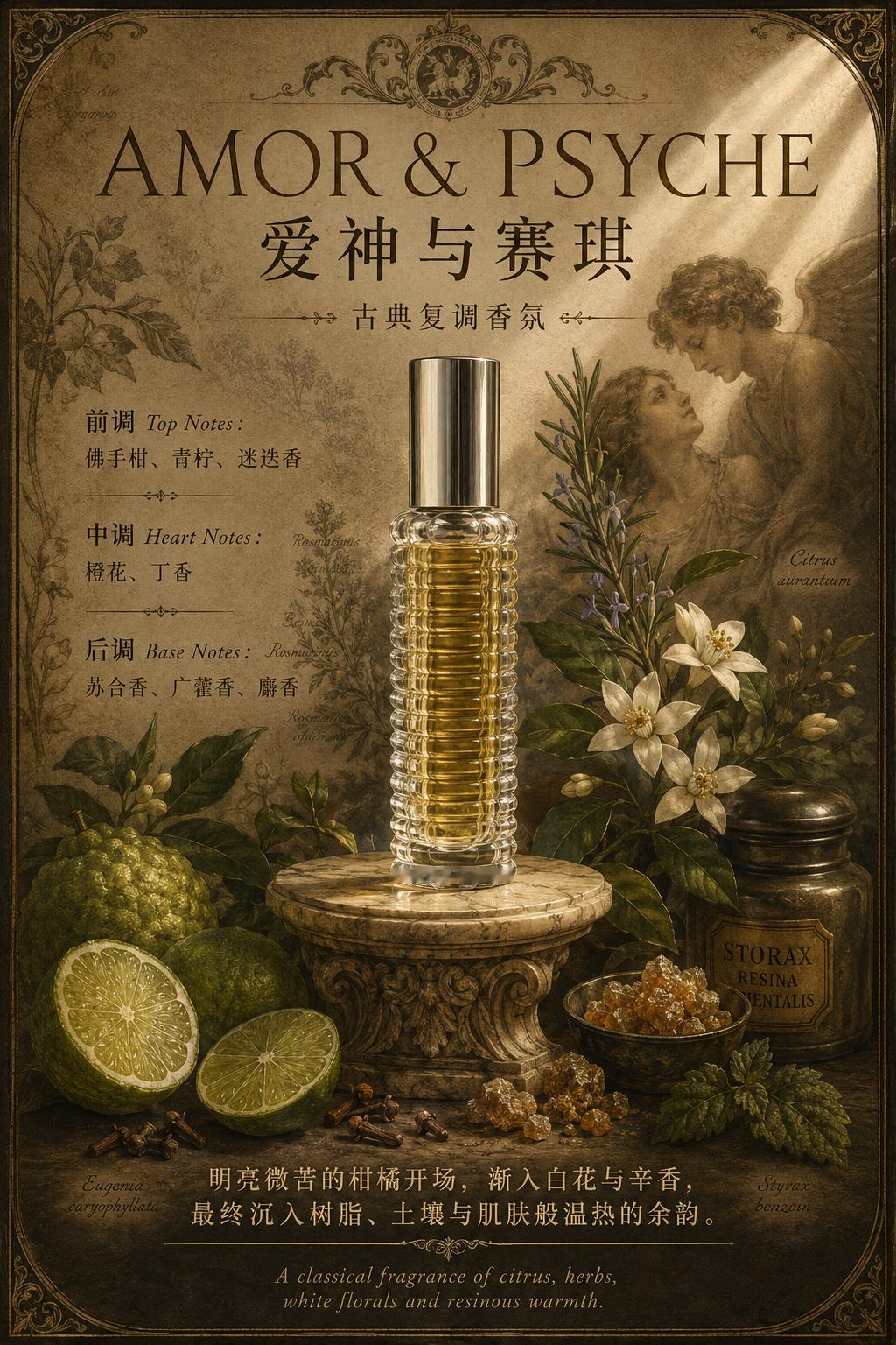 总结下这款 《爱神与赛琪》古典复原版香水，我不会把它描述成一款花香香水，那太简单
