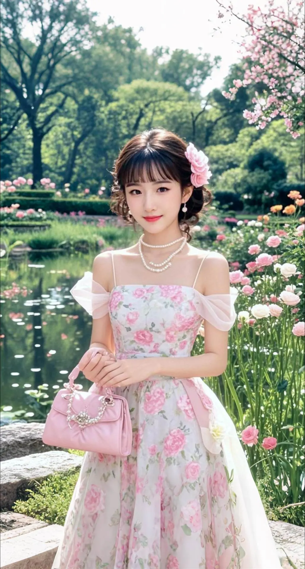 AI扩图 AI湖畔花影