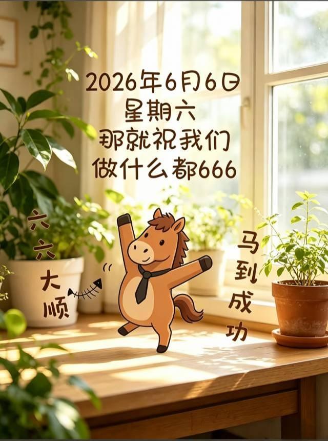 2026.6.6周六✨
六六大顺，马到成功
新的一天，所有奔赴都有结果
前路坦荡