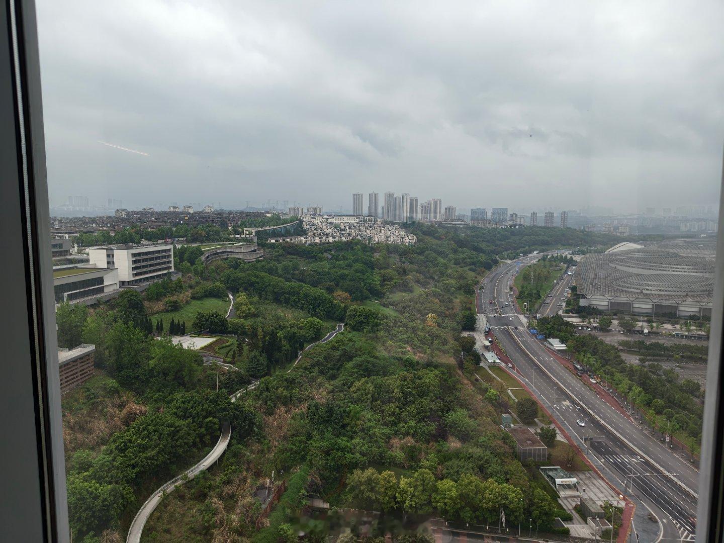 落地重庆了，下了点小雨不算太热，晚上去国际博览中心看智美大五座SUV 风云T9L