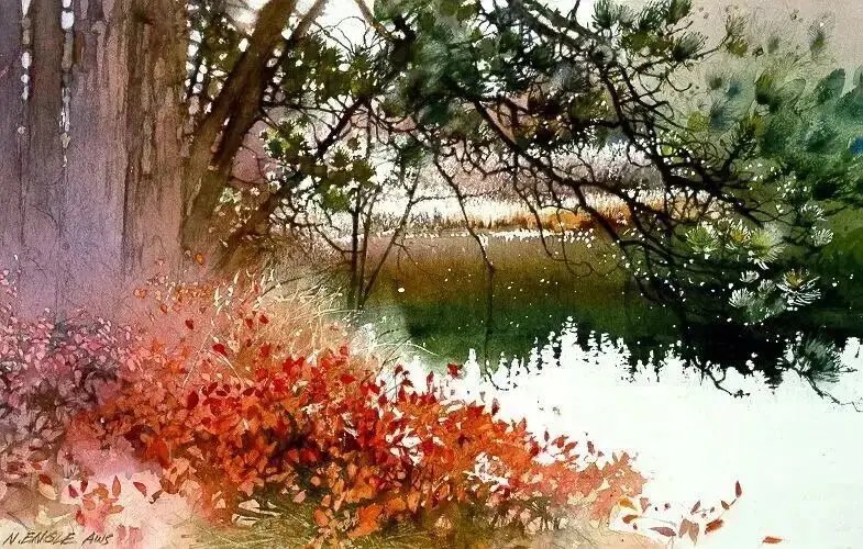 妮塔·恩格尔（Nita Engle）作为美国殿堂级水彩画家，她一生奔赴山野湖海，
