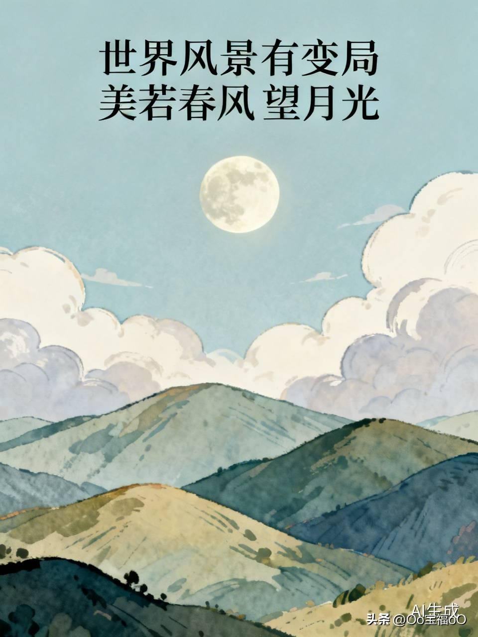 观音山上观山水；
静思如海风情月、
世态世间悉其路、
寂静星空逸飞鹅、
往事风霜